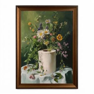 PORMIPONE Hummingbird Wall Art, 16x24in Framed Canvas, Vintage Botanical Bird Artwork with Wood Frame for Home Decor