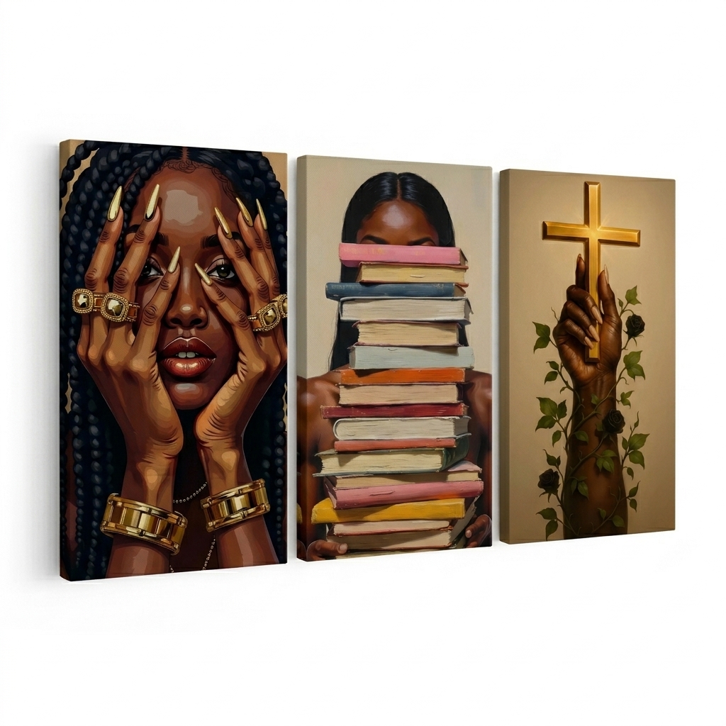 PORMIPONE Modern Figure Wall Art Set of 3, 24x36in Framed Canvas, Inspirational Portrait Artwork, Contemporary Wall Decor for Living Room Bedroom Office