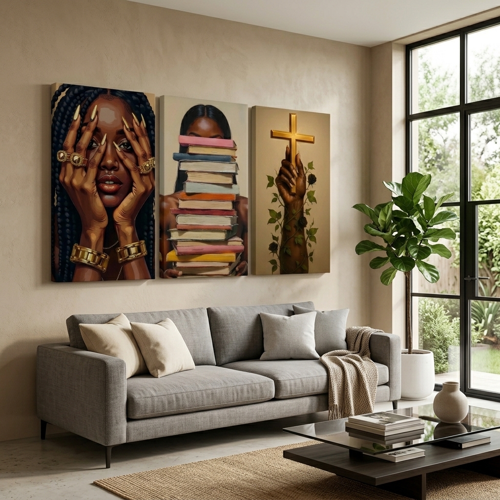 PORMIPONE Modern Figure Wall Art Set of 3, 24x36in Framed Canvas, Inspirational Portrait Artwork, Contemporary Wall Decor for Living Room Bedroom Office - 图片 2