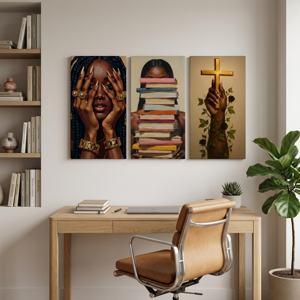 PORMIPONE Modern Figure Wall Art Set of 3, 24x36in Framed Canvas, Inspirational Portrait Artwork, Contemporary Wall Decor for Living Room Bedroom Office - 图片 3