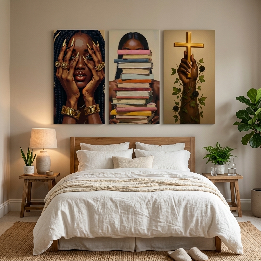 PORMIPONE Modern Figure Wall Art Set of 3, 24x36in Framed Canvas, Inspirational Portrait Artwork, Contemporary Wall Decor for Living Room Bedroom Office - 图片 4