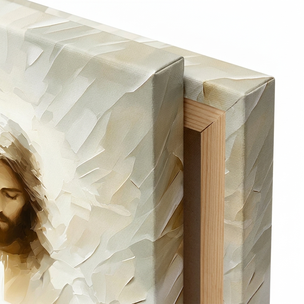 PORMIPONE Jesus Holding Cross Wall Art, 24x36in Gallery Wrapped Canvas, Textured Religious Painting, Christian Wall Decor for Church Living Room Prayer Room - 图片 5