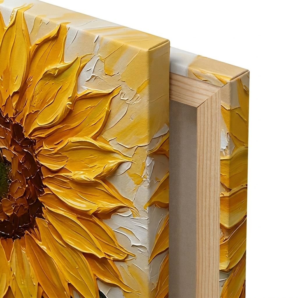 PORMIPONE Sunflower Wall Art, 16x24in Gallery Wrapped Canvas, Textured Floral Painting, Yellow Flower Wall Decor for Kitchen Dining Room Living Room Farmhouse - 图片 5