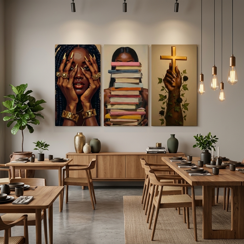PORMIPONE Modern Figure Wall Art Set of 3, 24x36in Framed Canvas, Inspirational Portrait Artwork, Contemporary Wall Decor for Living Room Bedroom Office - 图片 5