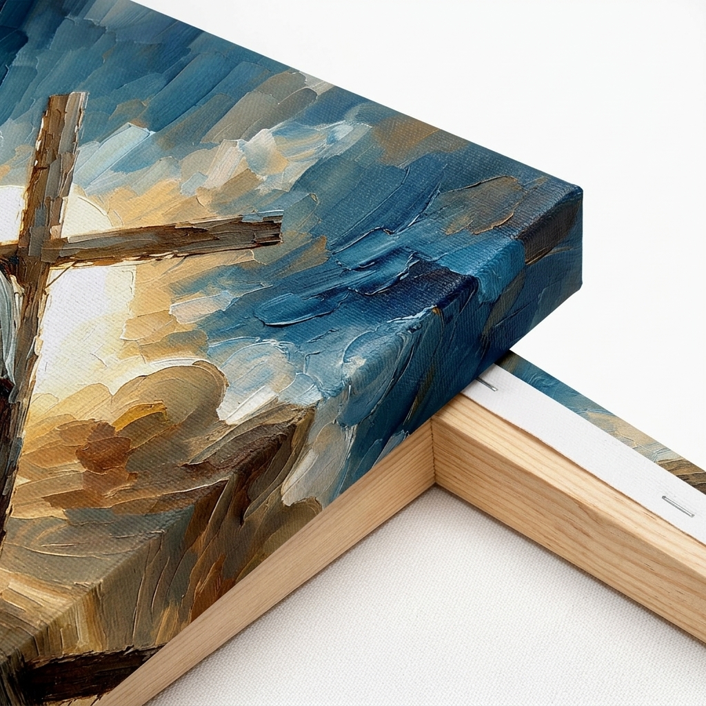 PORMIPONE Jesus Carrying the Cross Wall Art, 24x36in Gallery Wrapped Canvas, Textured Religious Painting, Christian Wall Decor for Living Room Prayer Room Church - 图片 6
