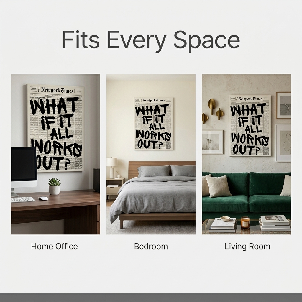 PORMIPONE What If It All Works Out Wall Art, 16x24in Gallery Wrapped Canvas, Inspirational Motivational Quote, Black and White Typography Decor for Living Room Bedroom Office - 图片 6