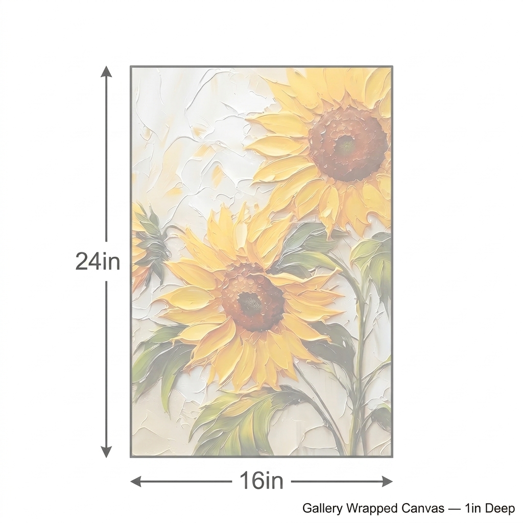 PORMIPONE Sunflower Wall Art, 16x24in Gallery Wrapped Canvas, Textured Floral Painting, Yellow Flower Wall Decor for Kitchen Dining Room Living Room Farmhouse - 图片 7