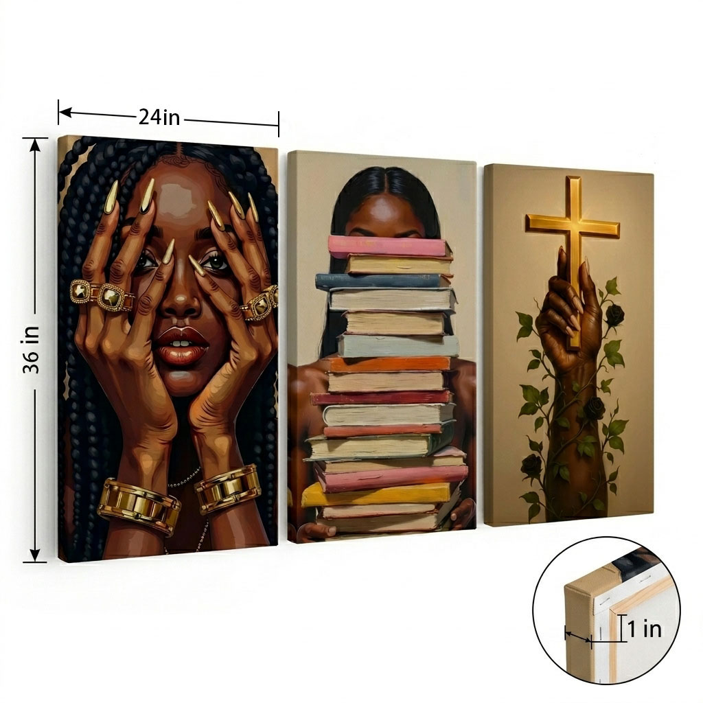 PORMIPONE Modern Figure Wall Art Set of 3, 24x36in Framed Canvas, Inspirational Portrait Artwork, Contemporary Wall Decor for Living Room Bedroom Office - 图片 7