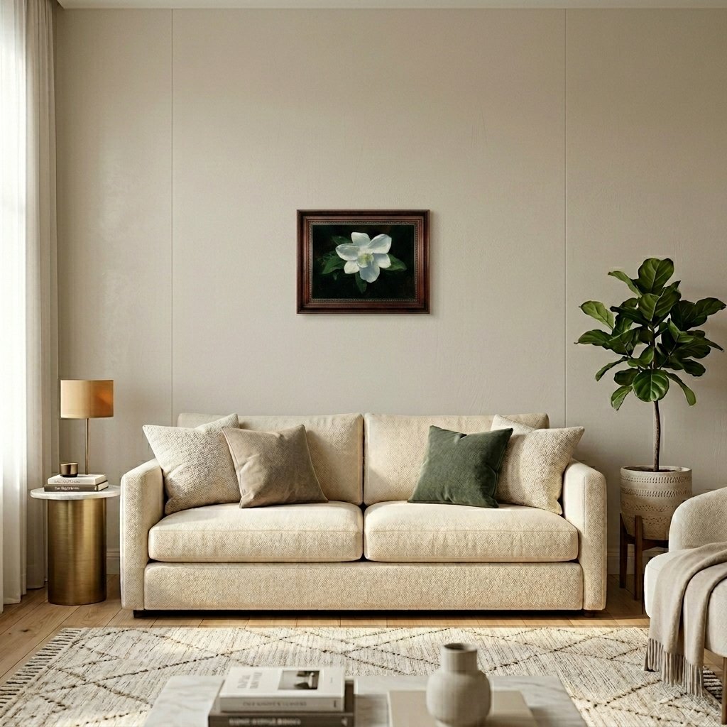 Vintage White Magnolia in Floral Print Elegant Canvas Wall Art – Pormipone