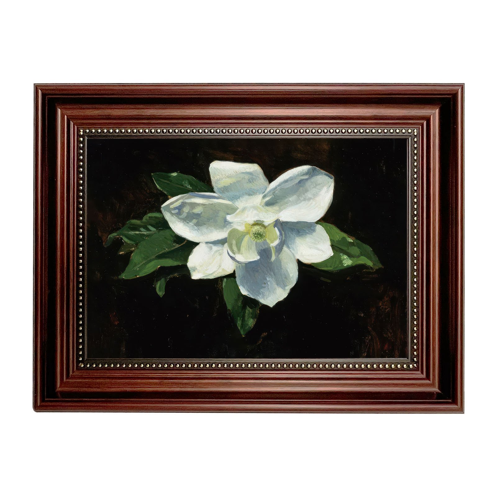 Vintage White Magnolia in Floral Print Elegant Canvas Wall Art – Pormipone