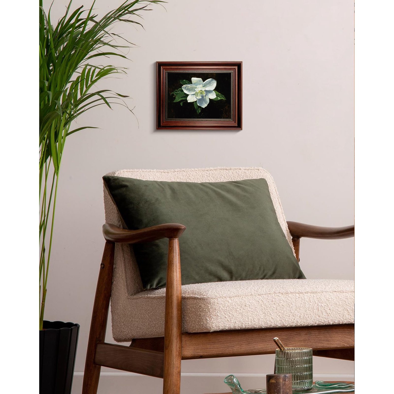 Vintage White Magnolia in Floral Print Elegant Canvas Wall Art – Pormipone