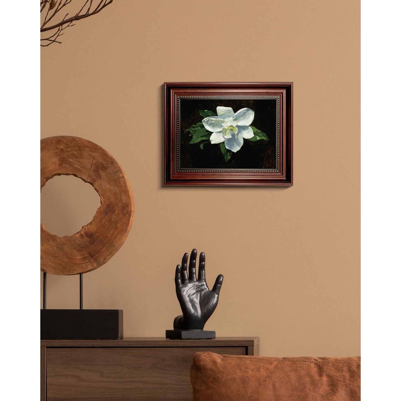 Vintage White Magnolia in Floral Print Elegant Canvas Wall Art – Pormipone
