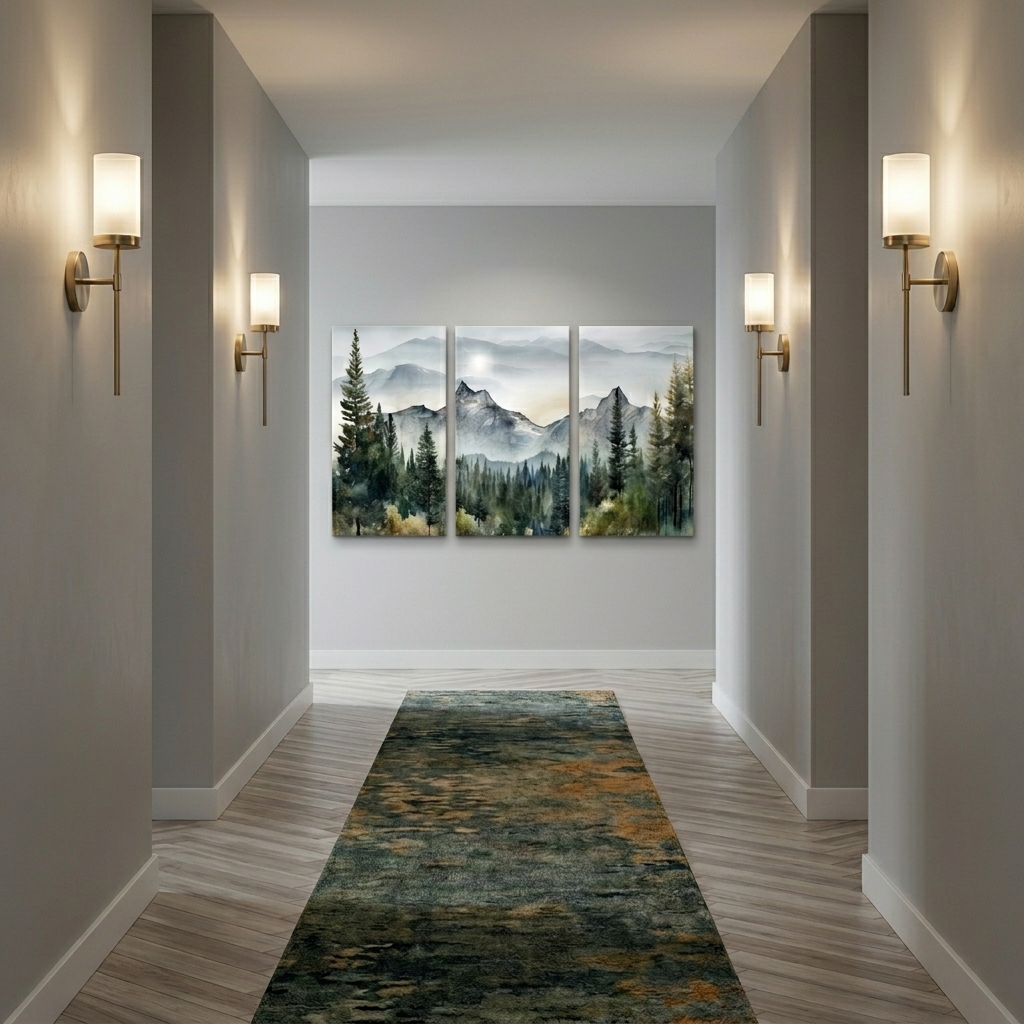 PORMIPONE Misty Mountain Wall Art Set of 3, 24x36 Inch Gallery Wrapped Canvas, Foggy Forest Landscape Decor for Living Room Bedroom Set of 3 Panels - 图片 4