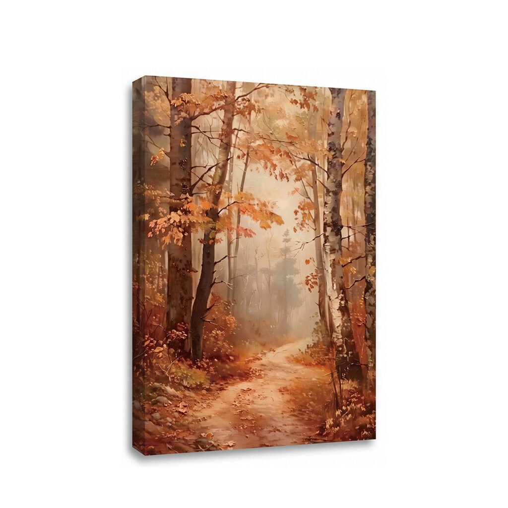 PORMIPONE 24x36in Autumn Forest Path Canvas Wall Art