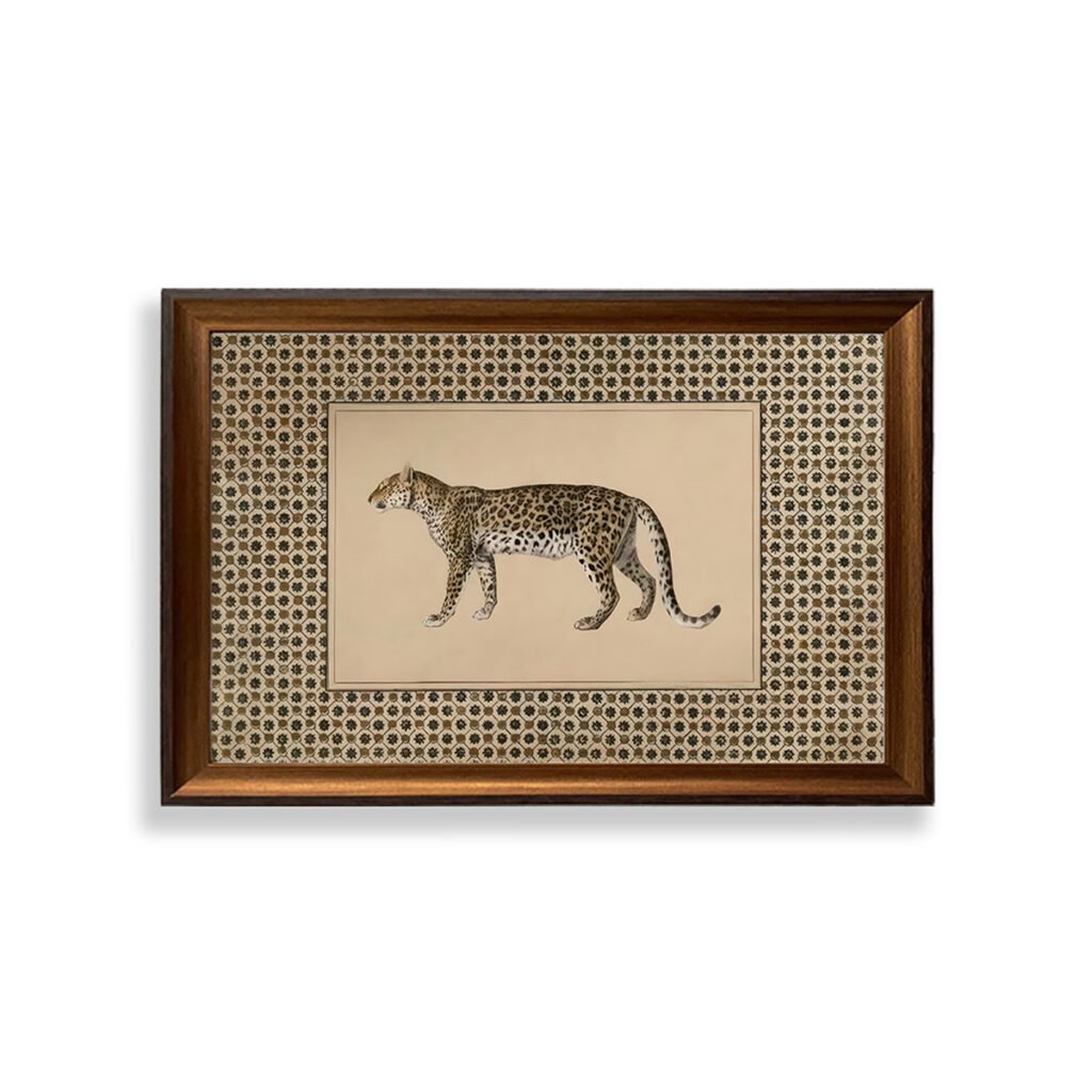 PORMIPONE Leopard Wall Art, 16x24in Framed Canvas, Vintage Wildlife Decor