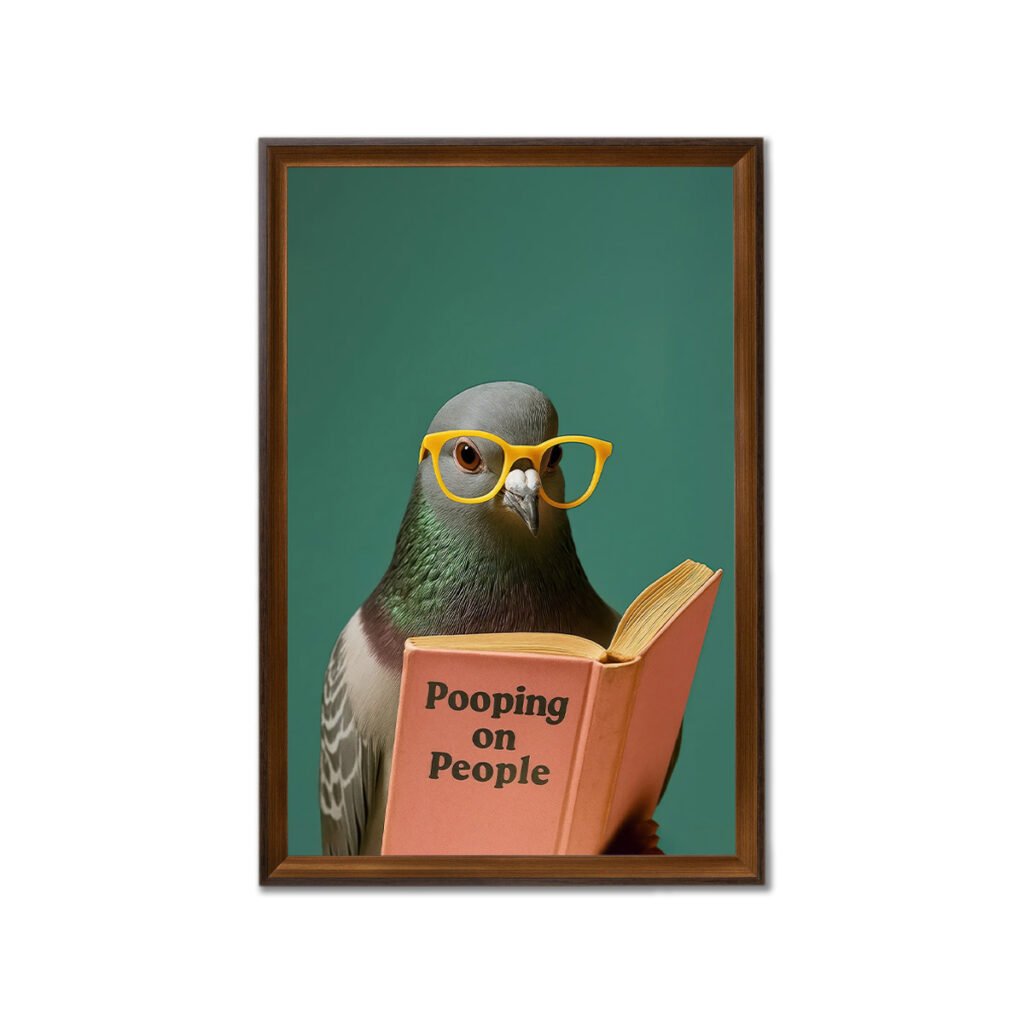 PORMIPONE Vintage Pigeon Wall Art, 16x24in Framed Canvas