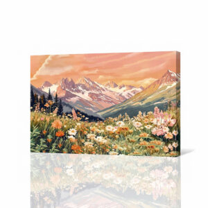 PORMIPONE 36x24in Wildflower Mountain Canvas Wall Art