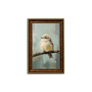 PORMIPONE Quiet Perched Sparrow 16x24in Brown Framed Canvas Wall Art
