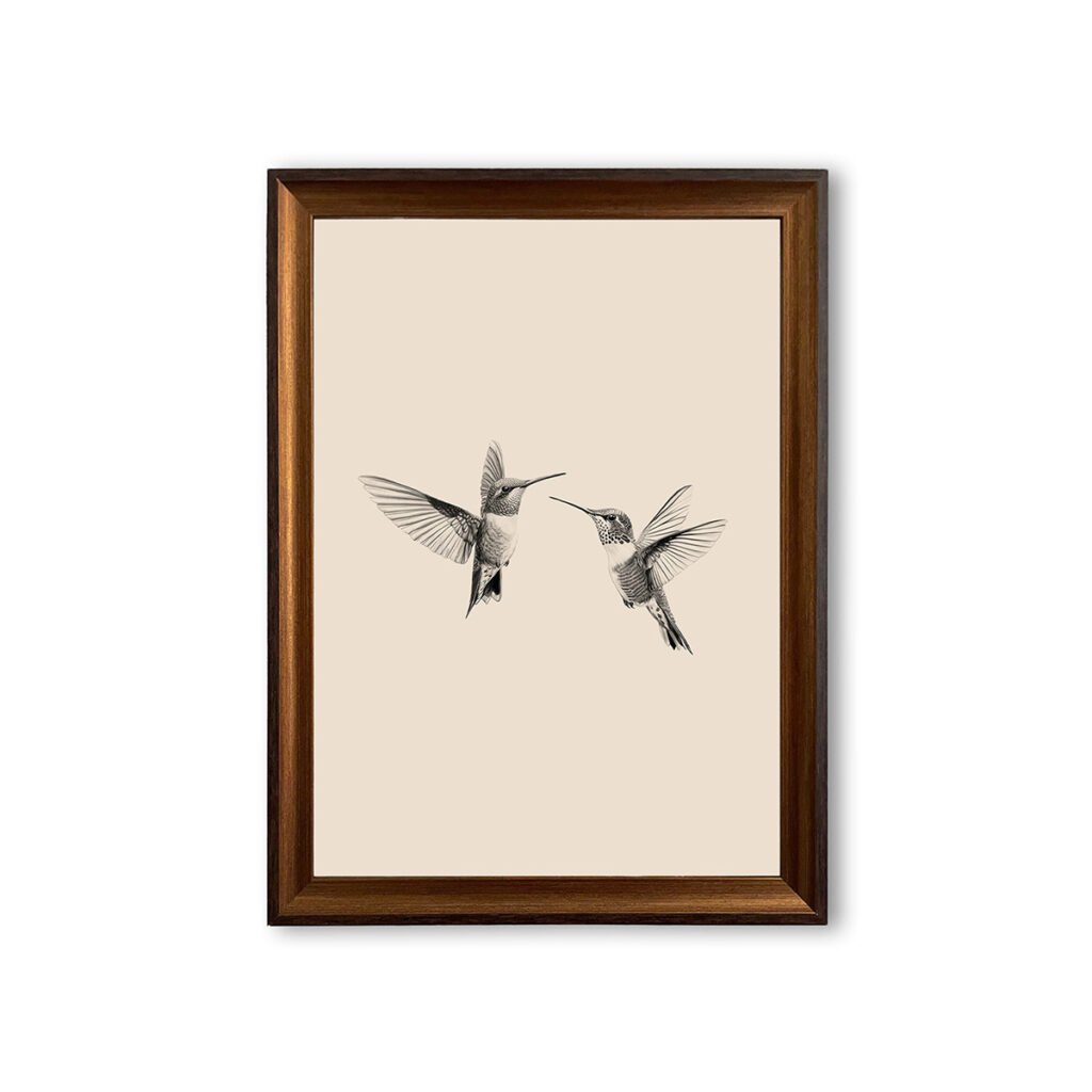 PORMIPONE 16x24in Vintage Black and White Bird Canvas Art Print