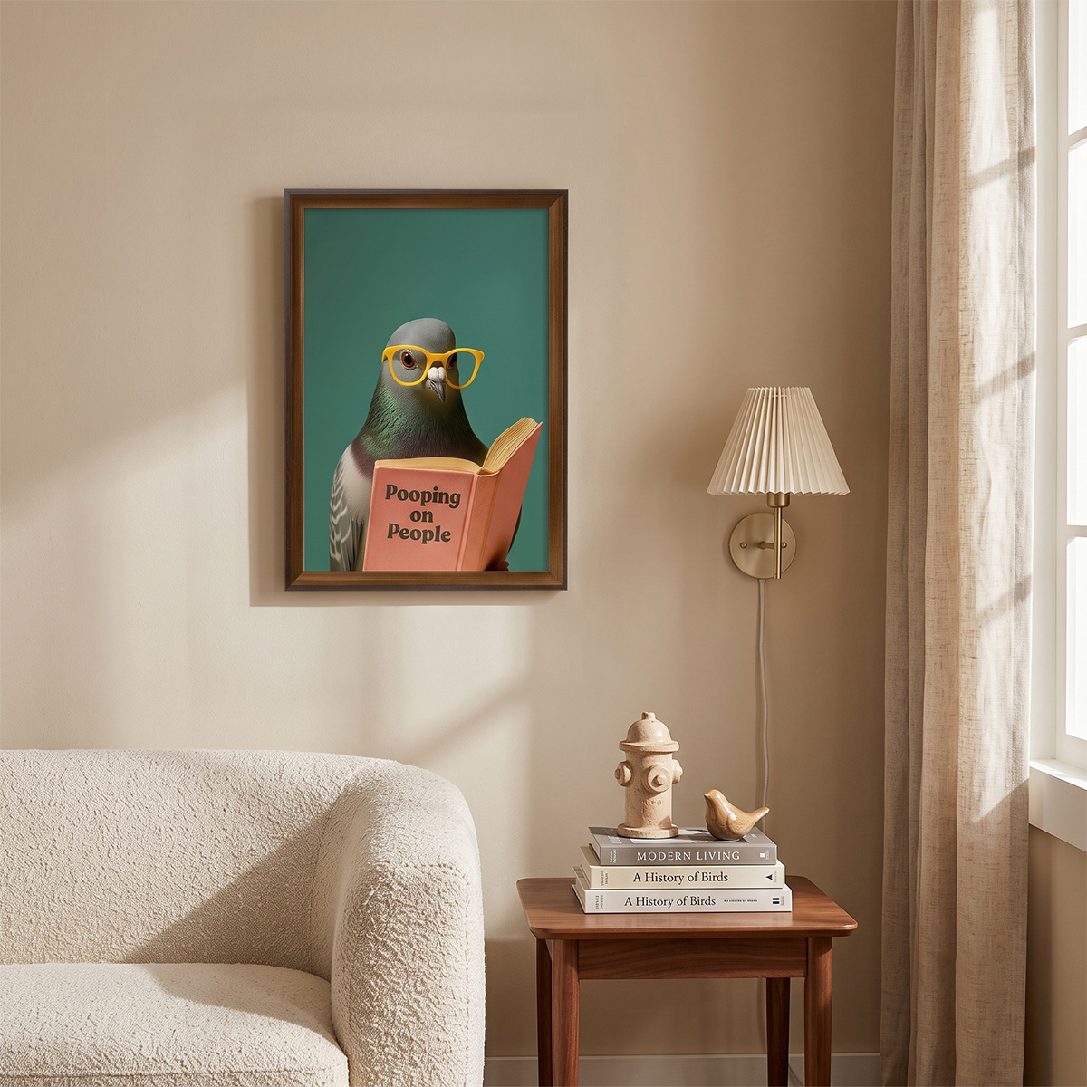 PORMIPONE Vintage Pigeon Wall Art, 16x24in Framed Canvas - 图片 2