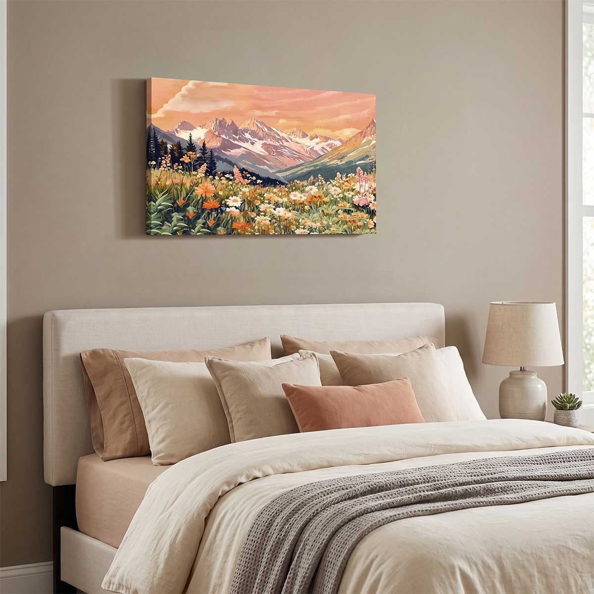 PORMIPONE 36x24in Wildflower Mountain Canvas Wall Art - 图片 2