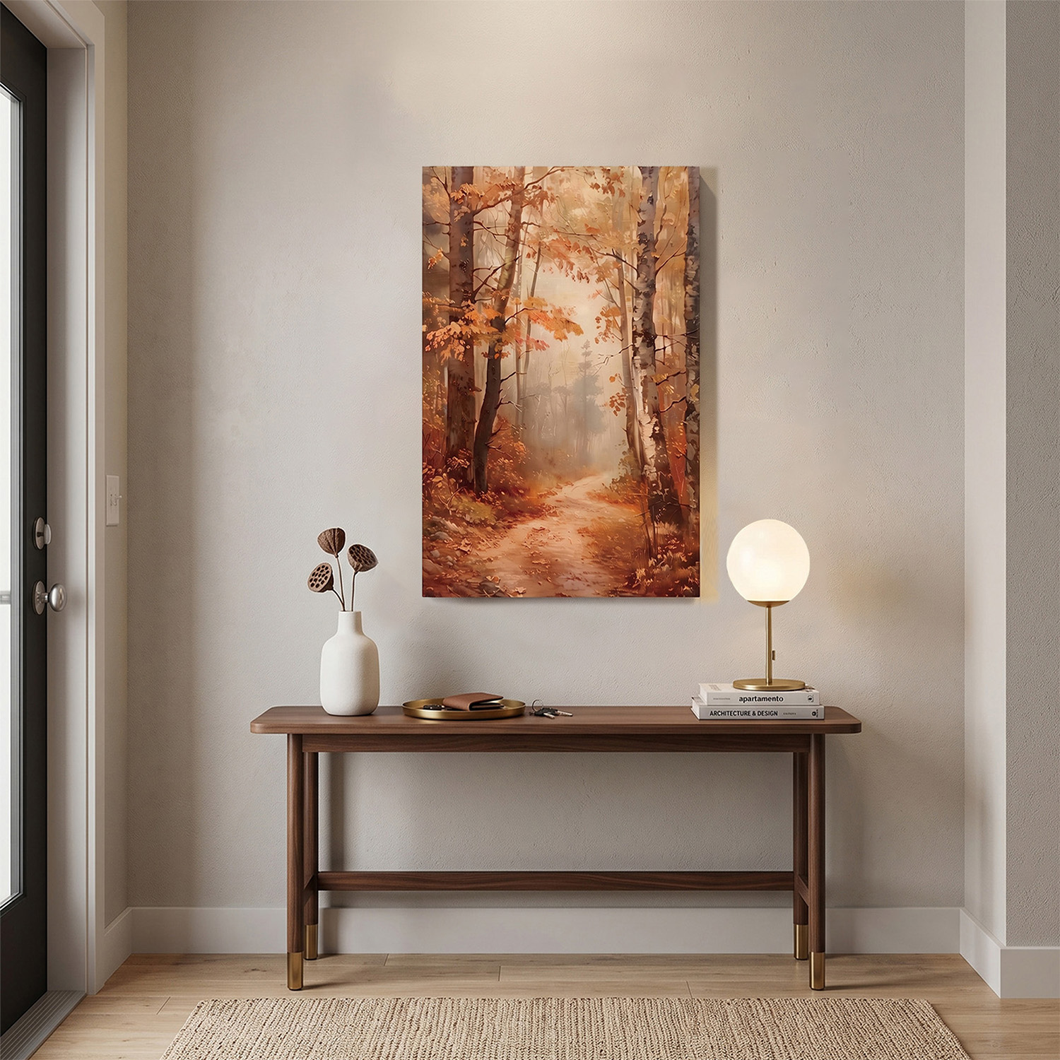 PORMIPONE 24x36in Autumn Forest Path Canvas Wall Art - 图片 2