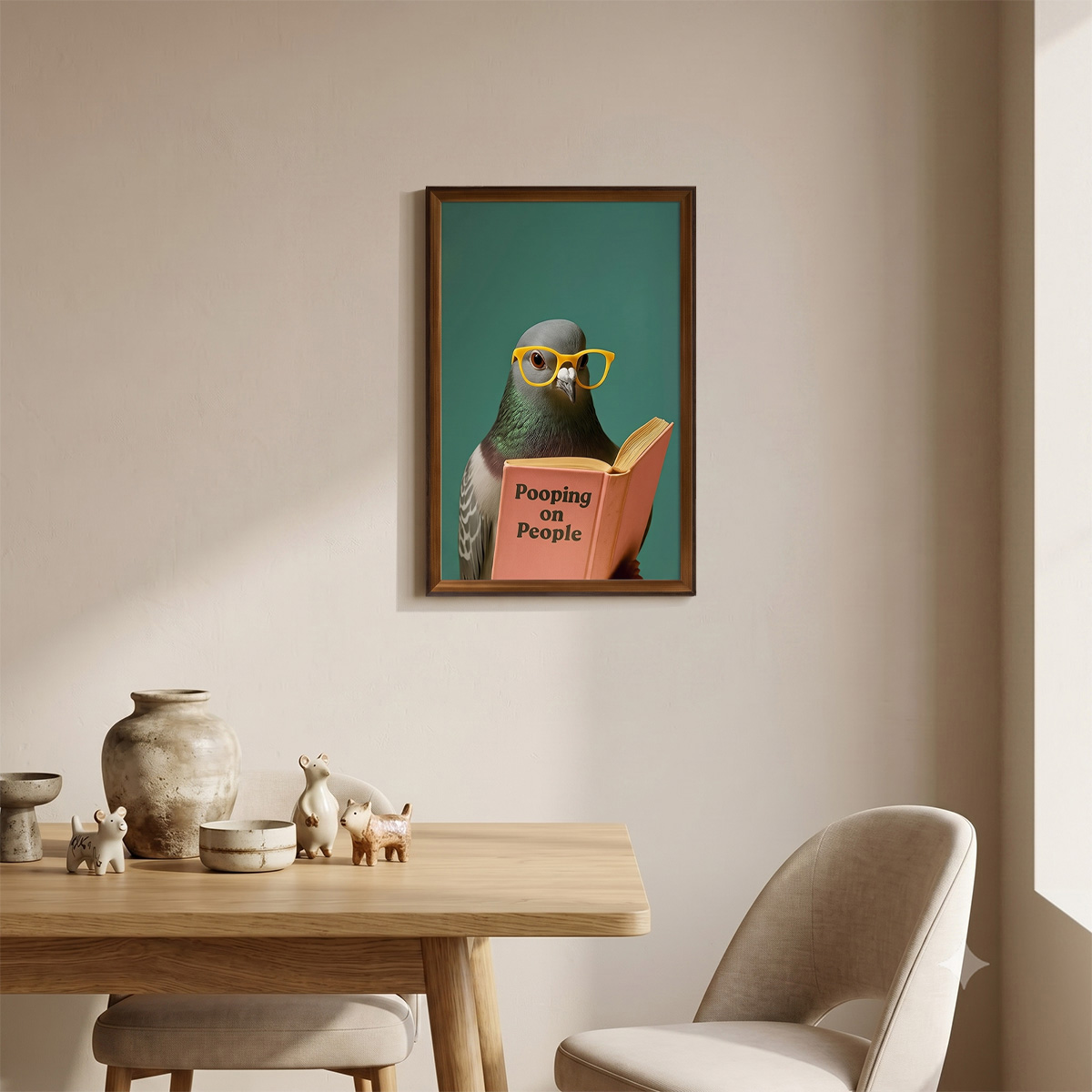 PORMIPONE Vintage Pigeon Wall Art, 16x24in Framed Canvas - 图片 3