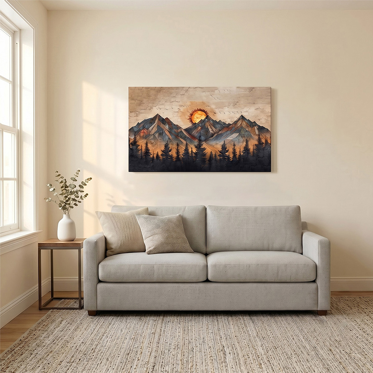 PORMIPONE 36x24in Mountain Sunset Canvas Wall Art - 图片 3