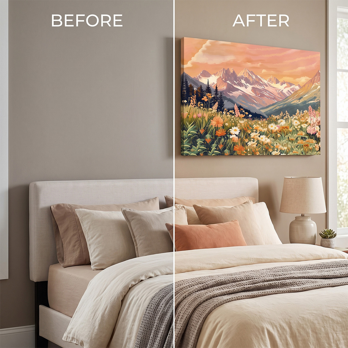 PORMIPONE 36x24in Wildflower Mountain Canvas Wall Art - 图片 4