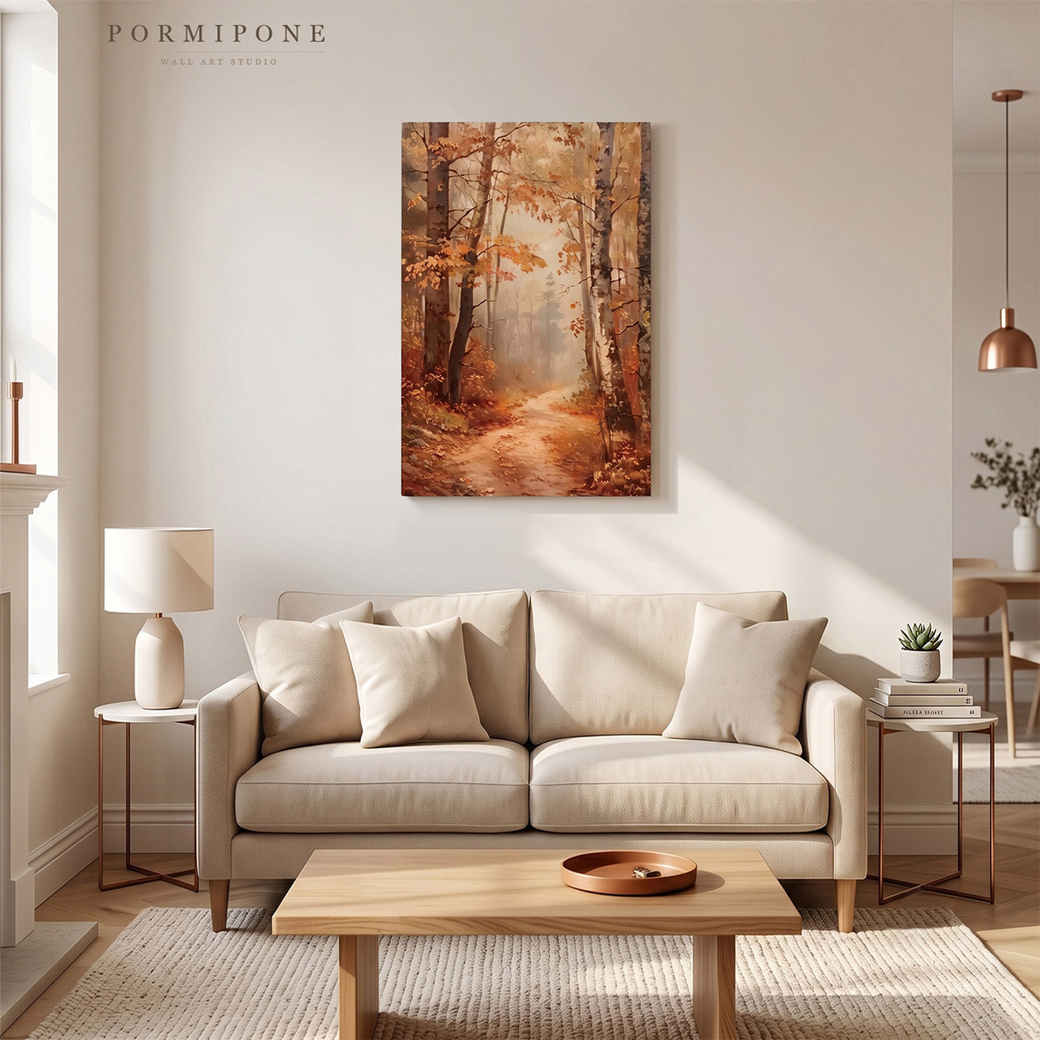 PORMIPONE 24x36in Autumn Forest Path Canvas Wall Art - 图片 3