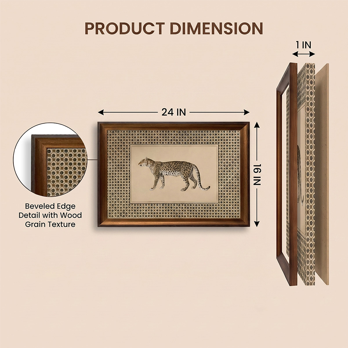PORMIPON 24 x 16in Vintage-Style Leopard/Cheetah Wall Art - 图片 5