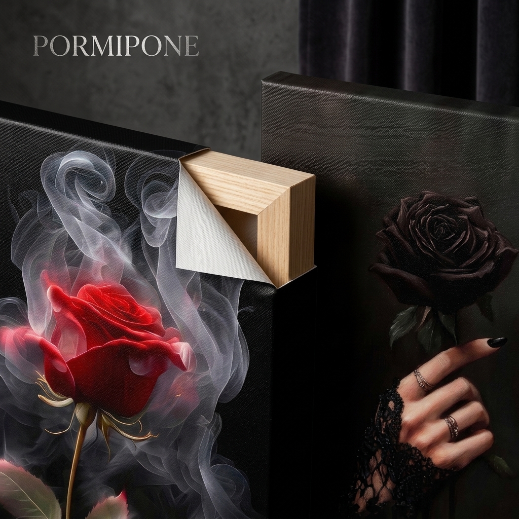 PORMIPONE Dual Gothic Roses Night Canvas Wall Art, 16x24in 2pcs Framed Canvas - 图片 6
