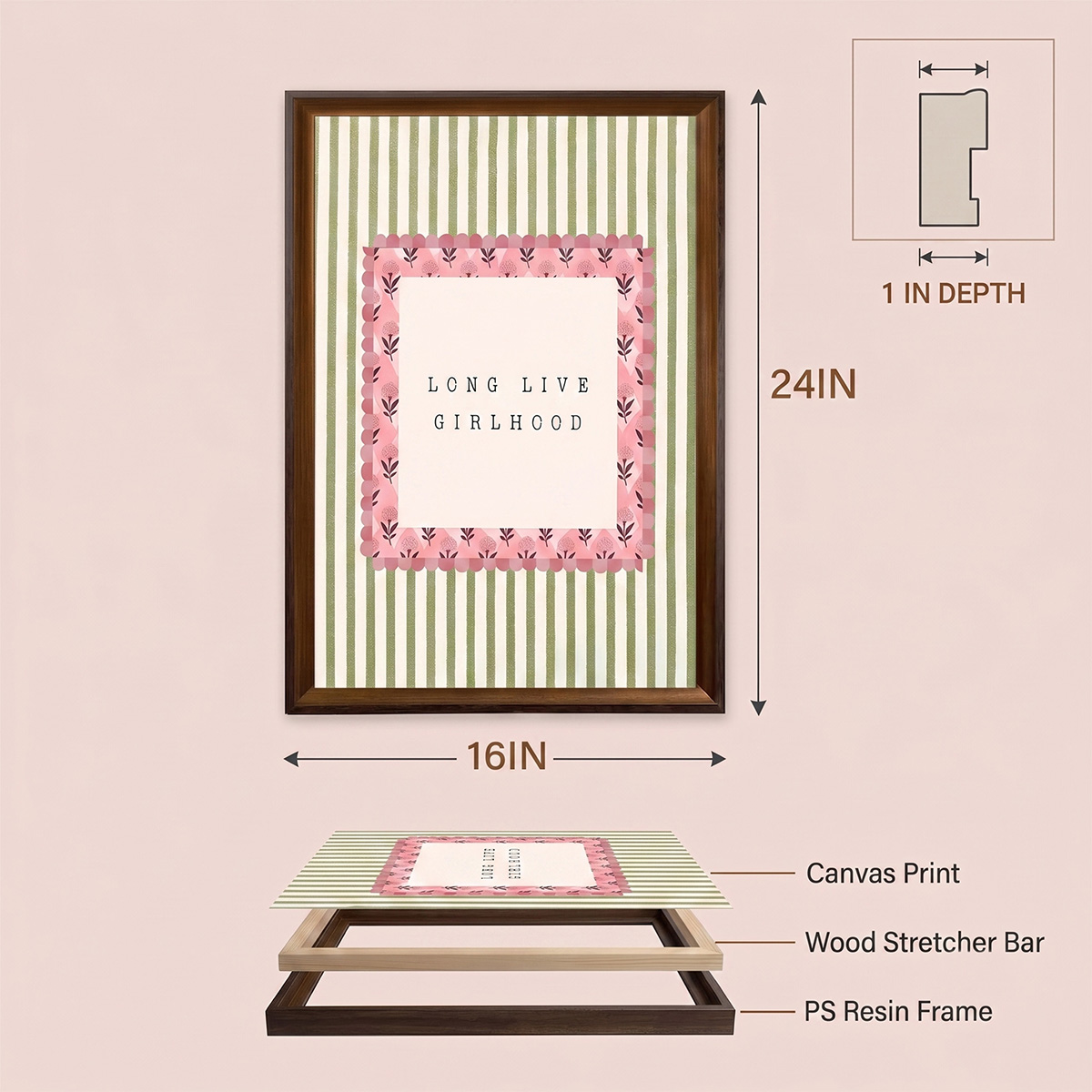 PORMIPONE 24x16in Long Live Girlhood Canvas Wall Art - 图片 6