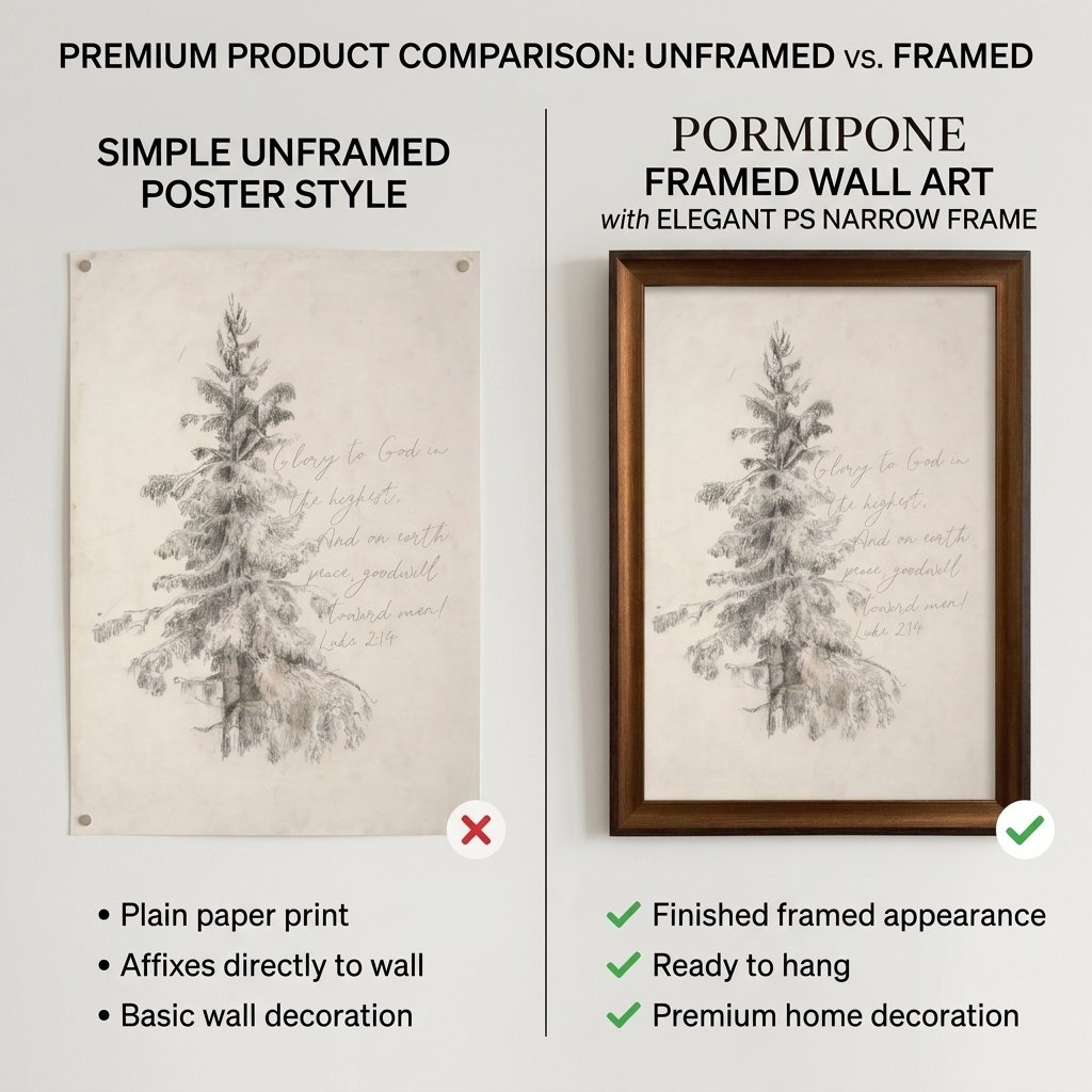 PORMIPONE Christmas Tree Scripture Wall Art, 16x24in Framed Canvas, Peace On Earth Luke 2:14 - 图片 5
