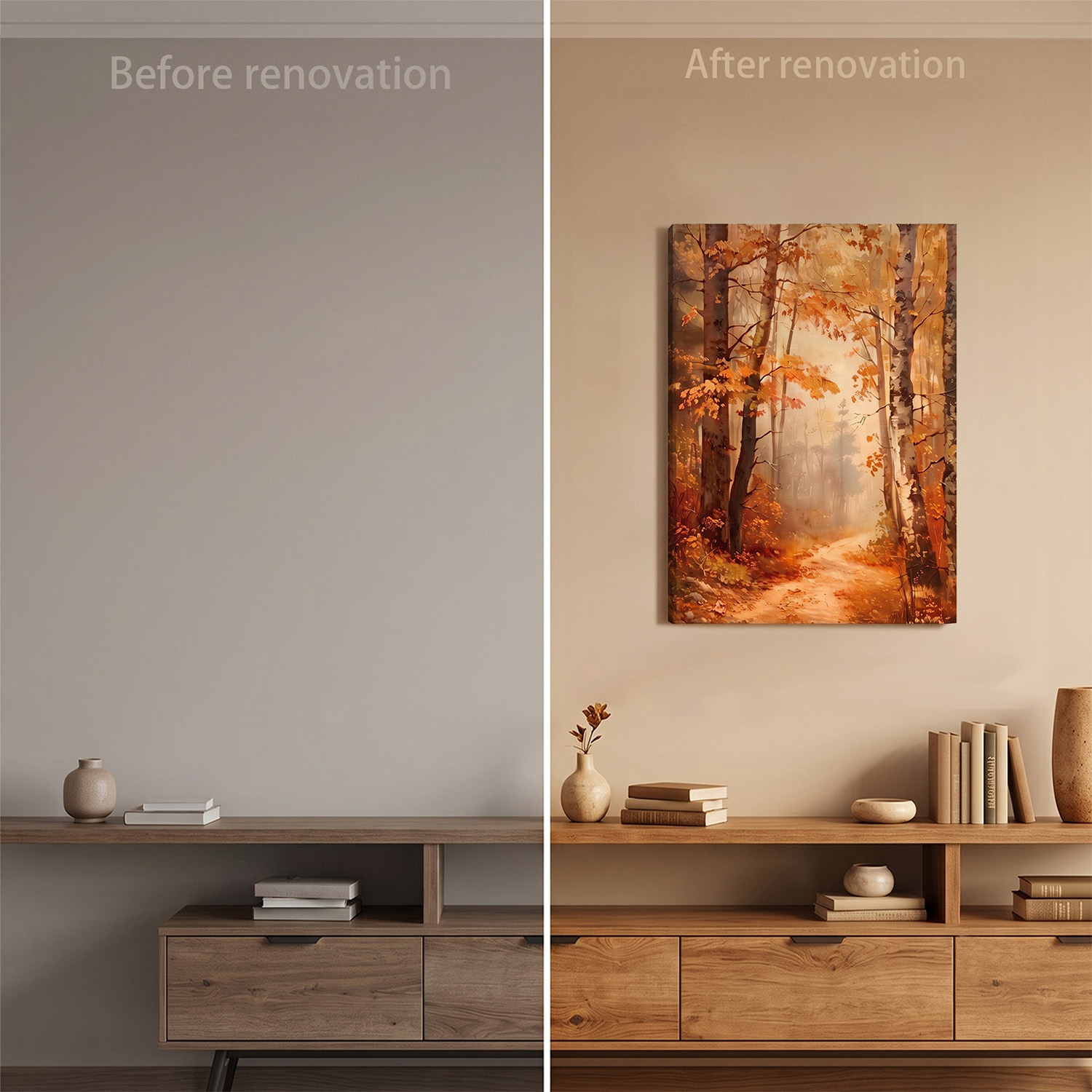 PORMIPONE 24x36in Autumn Forest Path Canvas Wall Art - 图片 5
