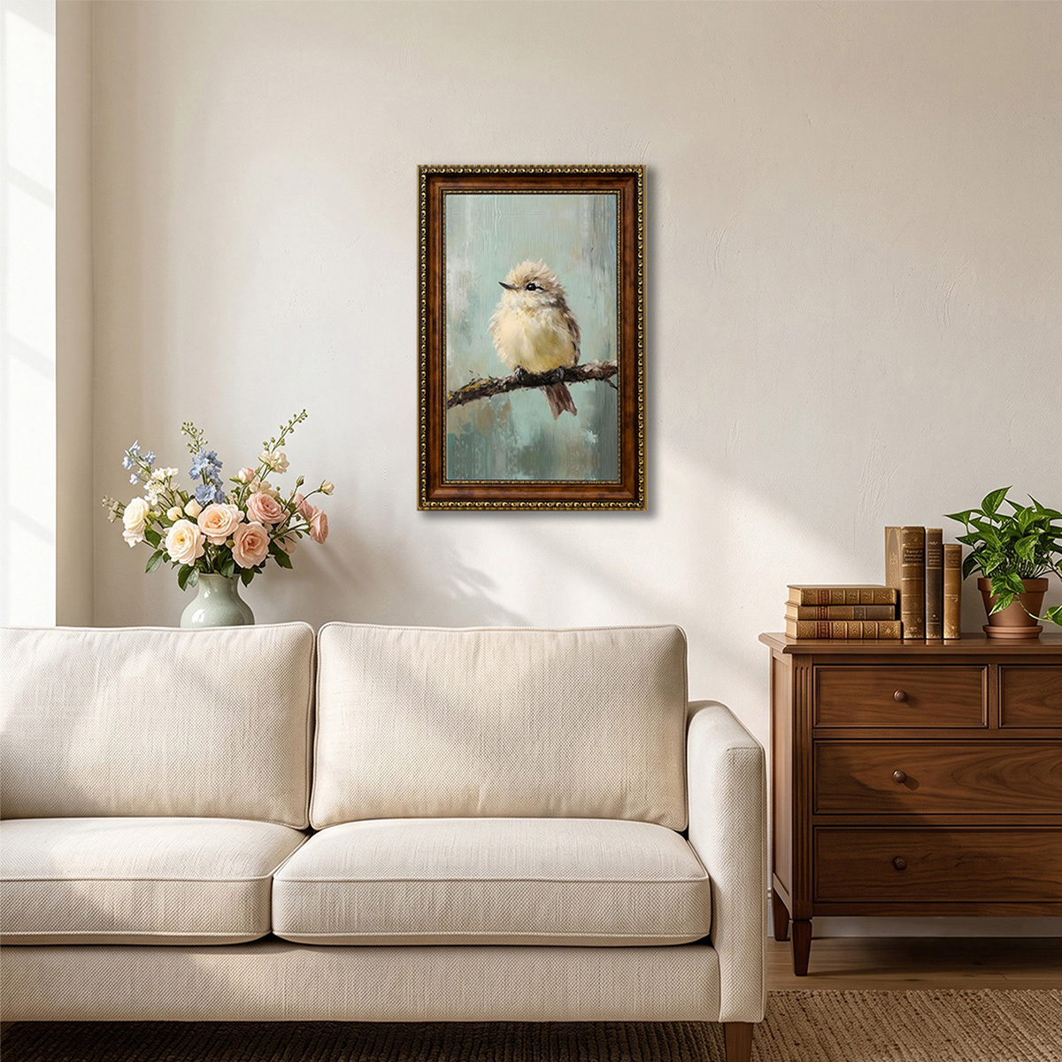 PORMIPONE Quiet Perched Sparrow 16x24in Brown Framed Canvas Wall Art - 图片 7