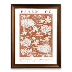PORMIPONE Terracotta Pumpkin Vine Psalm 100 Wall Art, 16x24in
