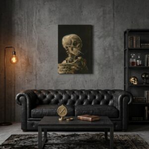 PORMIPONE Van Gogh "Skull with a Burning Cigarette" Canvas Wall Art – 16x24 Inch
