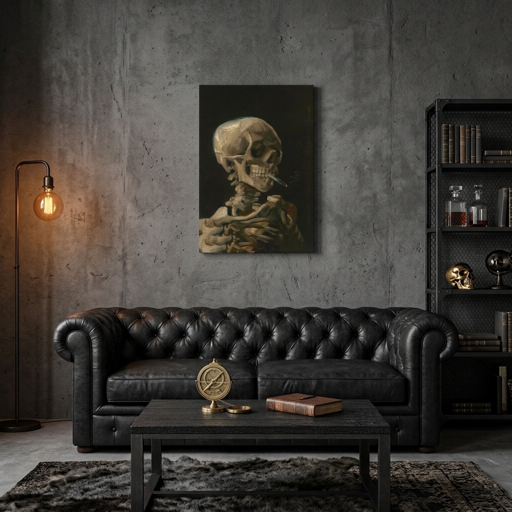 PORMIPONE Van Gogh "Skull with a Burning Cigarette" Canvas Wall Art – 16x24 Inch