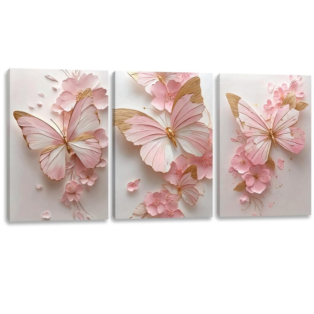 Pink Butterfly Wall Art – Pormipone Canvas Wall Art