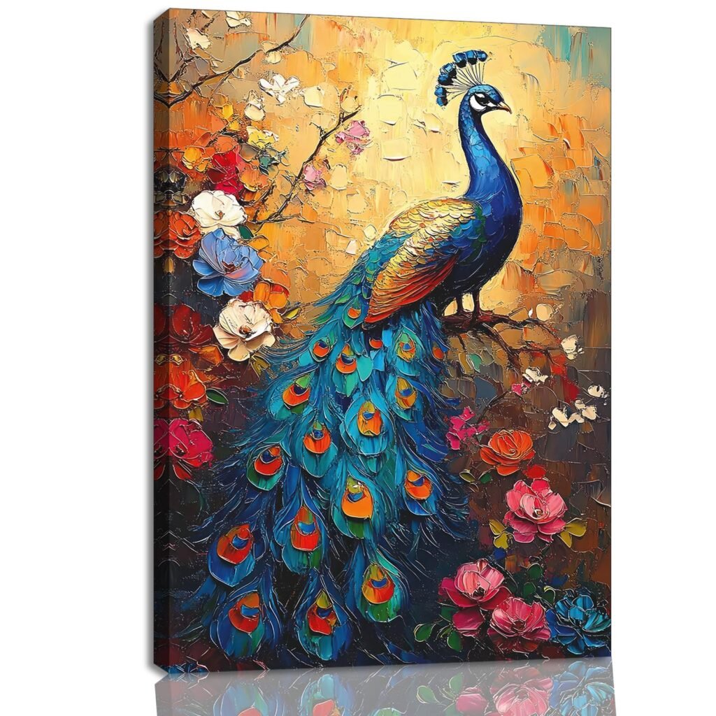 Flower Peacock Wall Art – Pormipone Canvas Wall Art