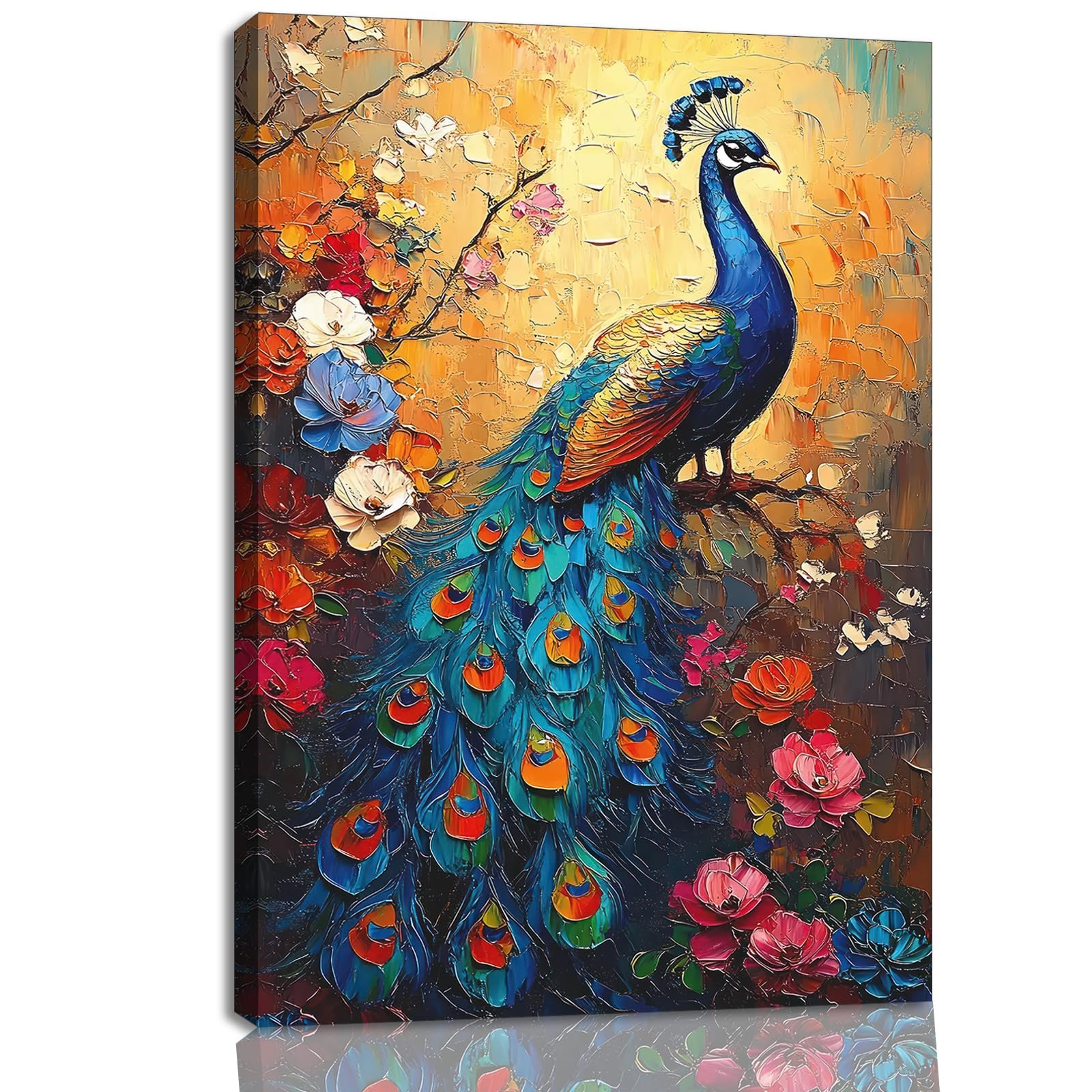 Flower Peacock Wall Art – Pormipone Canvas Wall Art