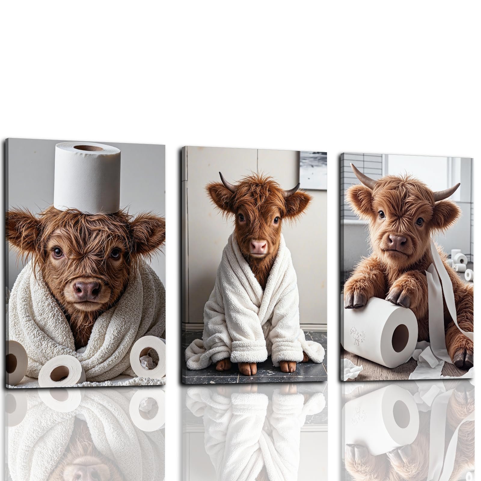 Highland Cow Bathroom Wall Art – Pormipone Canvas Wall Art